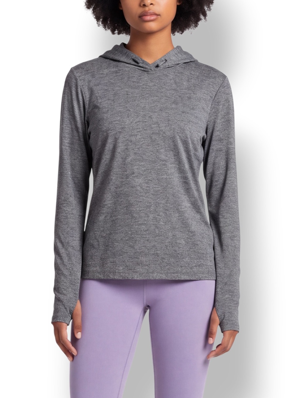 4/$20 Avia Charcoal Gray Heather Hooded Athletic Top Thumbholes M 8–10
